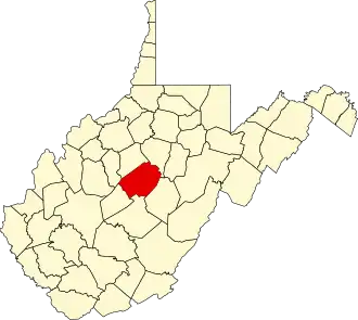 Locatie van Braxton County in West Virginia