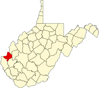 Locatie van Cabell County in West Virginia