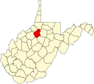 Locatie van Doddridge County in West Virginia