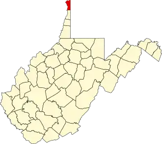 Locatie van Hancock County in West Virginia