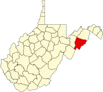 Locatie van Hardy County in West Virginia