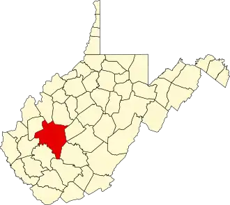 Locatie van Kanawha County in West Virginia