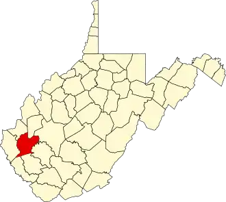 Locatie van Lincoln County in West Virginia