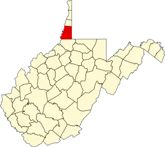 Locatie van Marshall County in West Virginia