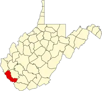 Locatie van Mingo County in West Virginia
