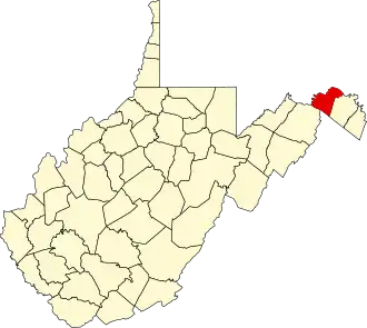 Locatie van Morgan County in West Virginia