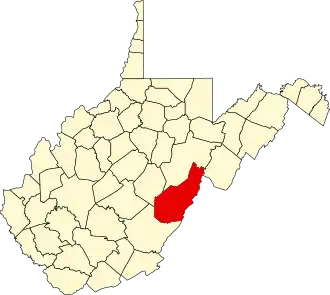 Locatie van Pocahontas County in West Virginia