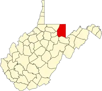 Locatie van Preston County in West Virginia