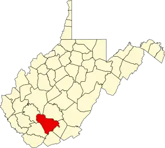 Locatie van Raleigh County in West Virginia