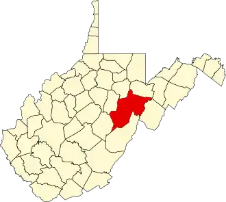 Locatie van Randolph County in West Virginia
