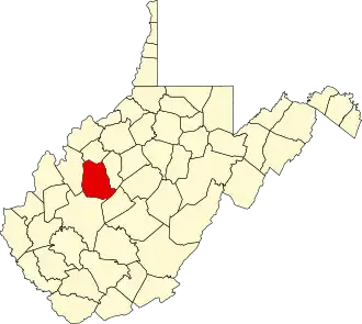 Locatie van Roane County in West Virginia