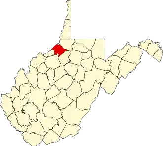 Locatie van Tyler County in West Virginia