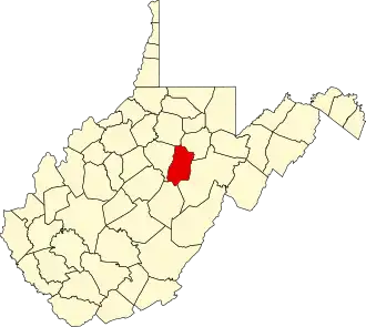 Locatie van Upshur County in West Virginia