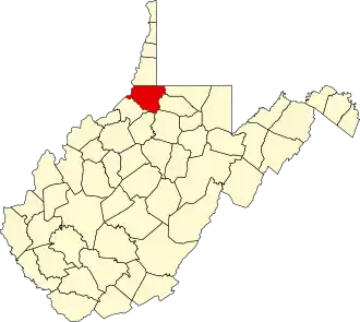 Locatie van Wetzel County in West Virginia