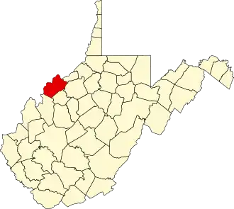 Locatie van Wood County in West Virginia
