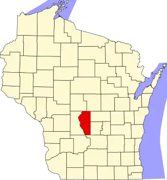 Locatie van Adams County in Wisconsin