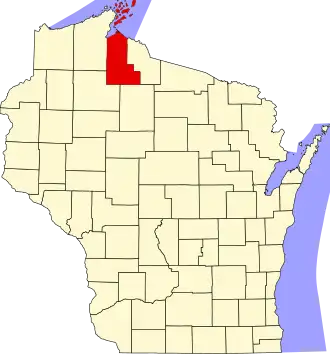 Locatie van Ashland County in Wisconsin