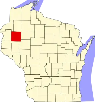 Locatie van Barron County in Wisconsin