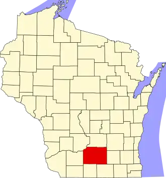 Locatie van Dane County in Wisconsin