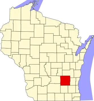 Locatie van Dodge County in Wisconsin