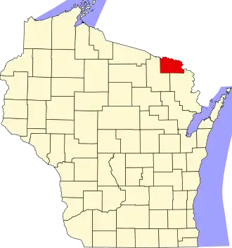 Locatie van Florence County in Wisconsin