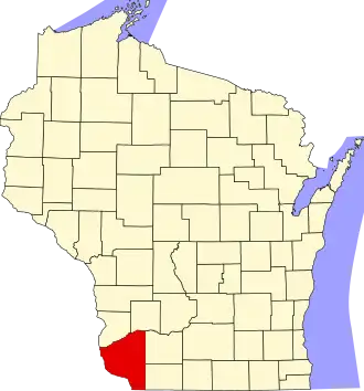 Locatie van Grant County in Wisconsin