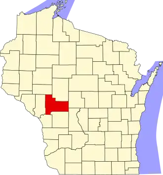 Locatie van Jackson County in Wisconsin