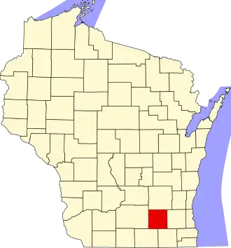 Locatie van Jefferson County in Wisconsin