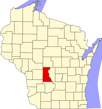 Locatie van Juneau County in Wisconsin