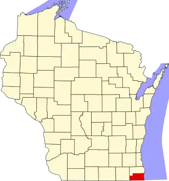 Locatie van Kenosha County in Wisconsin