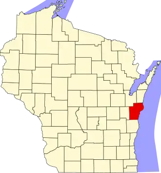Locatie van Manitowoc County in Wisconsin