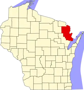 Locatie van Marinette County in Wisconsin
