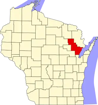 Locatie van Oconto County in Wisconsin