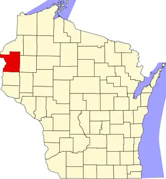 Locatie van Polk County in Wisconsin