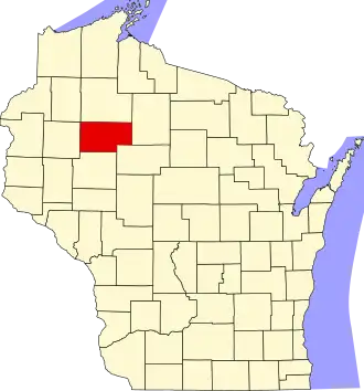 Locatie van Rusk County in Wisconsin