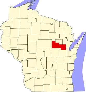 Locatie van Shawano County in Wisconsin