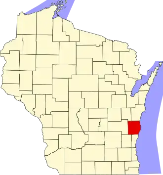Locatie van Sheboygan County in Wisconsin
