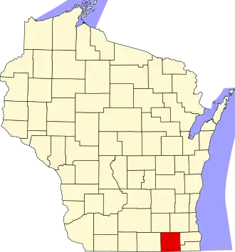 Locatie van Walworth County in Wisconsin