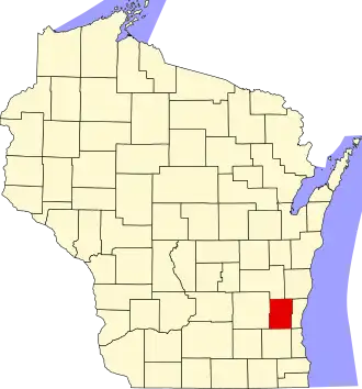 Locatie van Washington County in Wisconsin