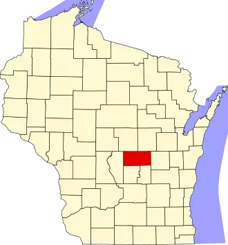 Locatie van Waushara County in Wisconsin