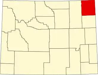 Locatie van Crook County in Wyoming