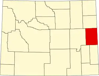 Locatie van Niobrara County in Wyoming
