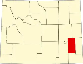 Locatie van Platte County in Wyoming