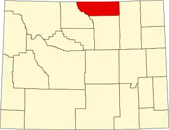 Locatie van Sheridan County in Wyoming