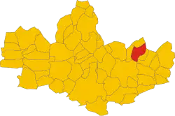 Locatie van Bernareggio in Monza e Brianza (MB)