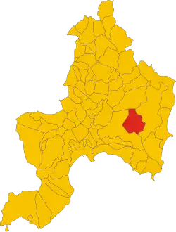 Locatie van Burcei in Zuid-Sardinië (SU)