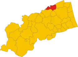 Locatie van Carassai in Ascoli Piceno (AP)