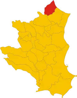 Locatie van Crucoli in Crotone (KR)