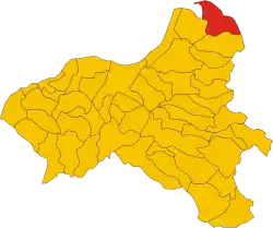 Locatie van Filadelfia in Vibo Valentia (VV)