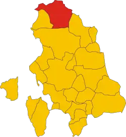 Locatie van Fluminimaggiore in Zuid-Sardinië (SU)